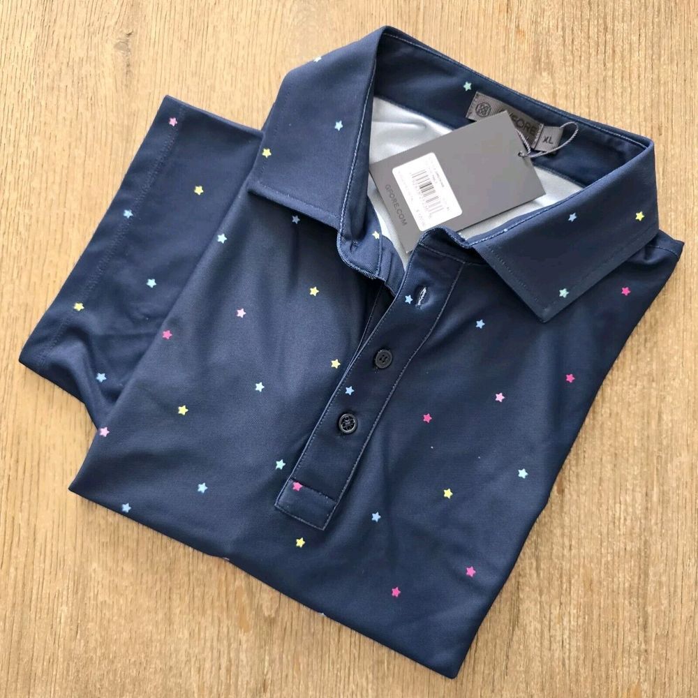 G/FORE Dark Blue Polo with Colorful Star Details